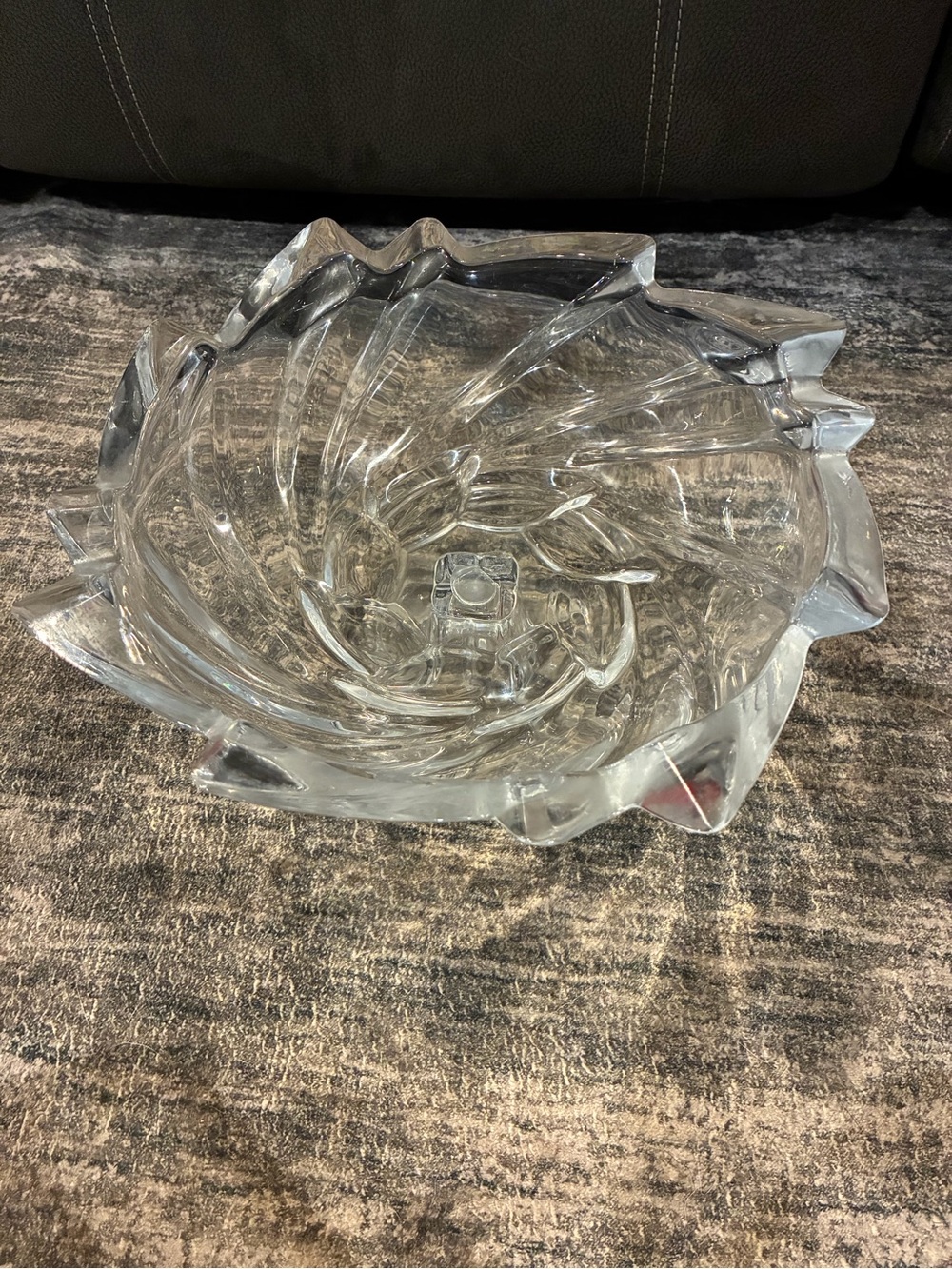 Clear Glass Decorative Bowl - Elegant Swirl Design
